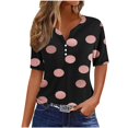 thumbnail image 2 of Fiudx Camisas de Mujer Blusa de Manga Corta Estampada a La Moda para Mujer, Blusas Informales con Cuello Redondo, 2 of 5