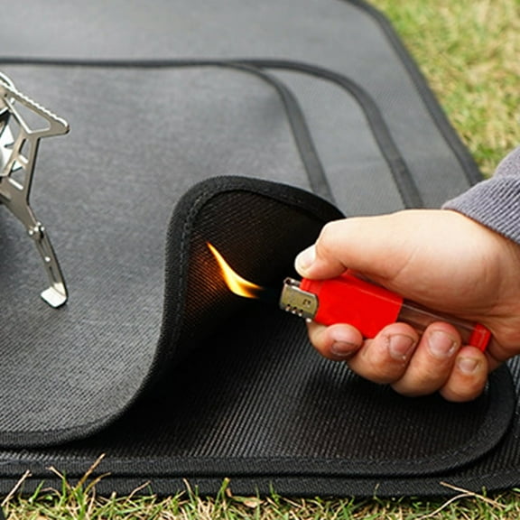 Worgeous Barbecue Fireproof Mat Grilling Mats Fireproof Blanket Silicone Coated Glass Fiber Cloth Protective 1 Set