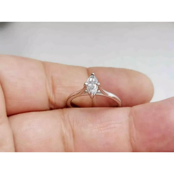 1CT Marquise Cut Simulated Diamond Women Wedding Ring 14K White Gold Plated