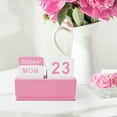 thumbnail image 2 of HJ Wooden Block Perpetual Calendar for Desk, Daily Desktop Standing Flip Calendar with Large Display, Modern Farmhouse Aesthetic Desk Accessories for Home Office Decor, Reusable Yearly, Pink, 2 of 14