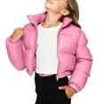 thumbnail image 6 of Juebong Girls Metallic Shiny Cropped Puffer Jacket Bubble Puffy Coat Y2k Zip Up Padded Short Jackets Winter Coats Outerwear Pink,9-10Years, 6 of 7