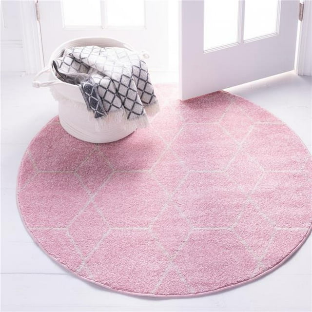 Unique Loom 3151603 Tapis Rond Géométrique Trellis Frieze 7 x 7 Pieds, Rose Clair