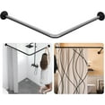 thumbnail image 2 of Stainless U Shaped Bathroom Bathtub Corner Shower Curtain Rod Rack  Size Adjustable (U Shaped   Length on both sides  width, 2 of 5