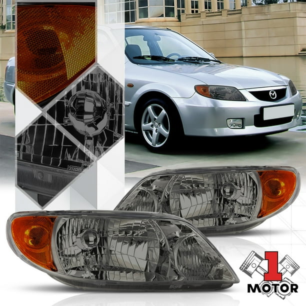 Smoke Tinted Headlight Lamp Amber Turn Signal Reflector for 0103 Mazda