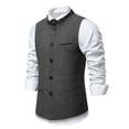thumbnail image 3 of Bixock Casual Tops for Men,Fleece Suit Vests for Men,Tops for Men Vintage Solid Color Breasted Faux Two Piece Suit Vest With Pocket V Neck Sleeveless Tops, 3 of 6