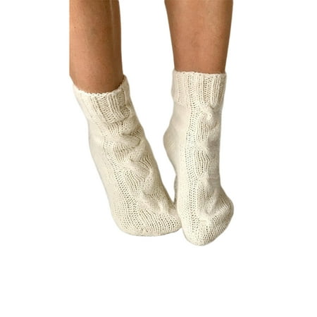 

Pudcoco Women Knit Short Socks Anti-slip Warm Fleece Ankle Socks