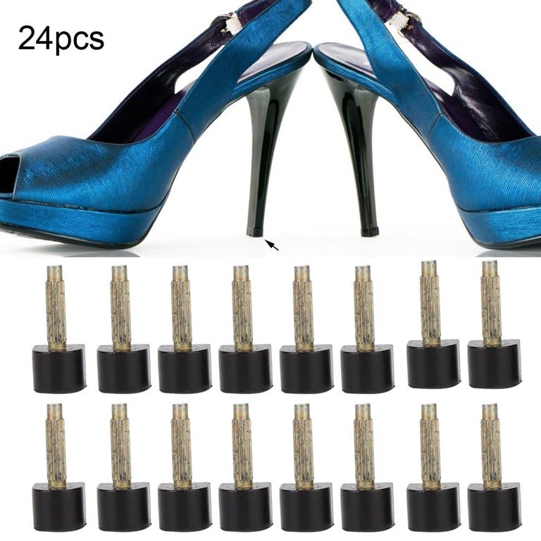 JEVRKAPZ 24 Pairs Womens High Heel Replacement Tips Pin Heel Caps for High  Heels Shoe Repair Kit Dowels Anti-Slip Heel Protectors for High Heel Boot  and Stiletto Walking on Grass Wedding Silent