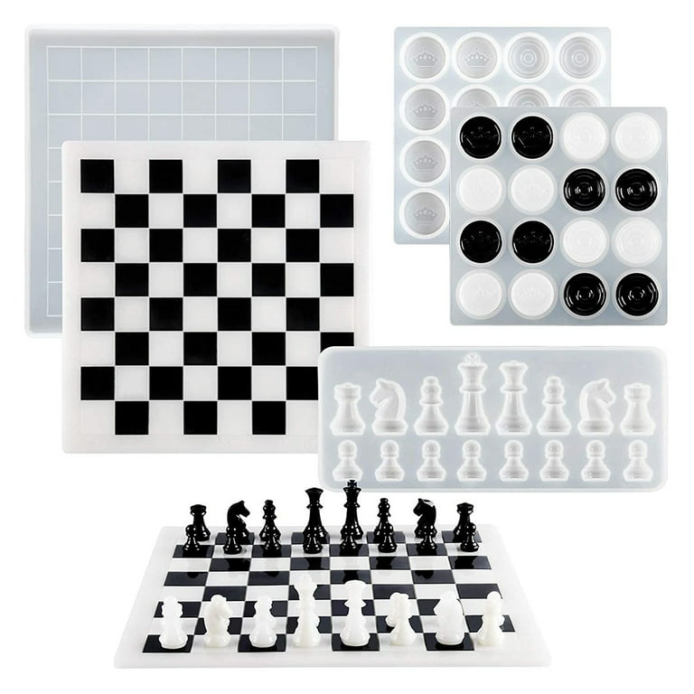 Decoration International Chess Silicone Molds UV Epoxy Resin Checkerboard  Mould