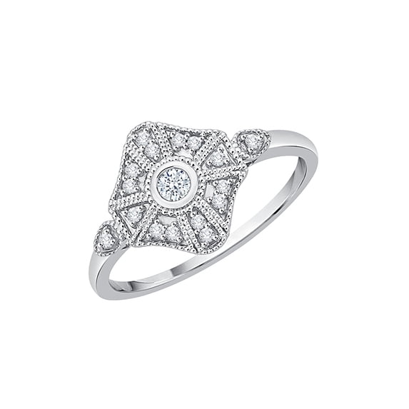 Diamond Fashion Ring in 14K White Gold (1/6 cttw) (I-Color, SI3/I1 Clarity) (Size-5)
