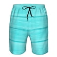 thumbnail image 3 of Sikiie Turquoise Wooden Print Men's Beach Shorts, High Elastic Quick-drying Shorts - with Drawstring and Slip Pockets, Suitable for Beach, Sports, Vacation-Large, 3 of 6