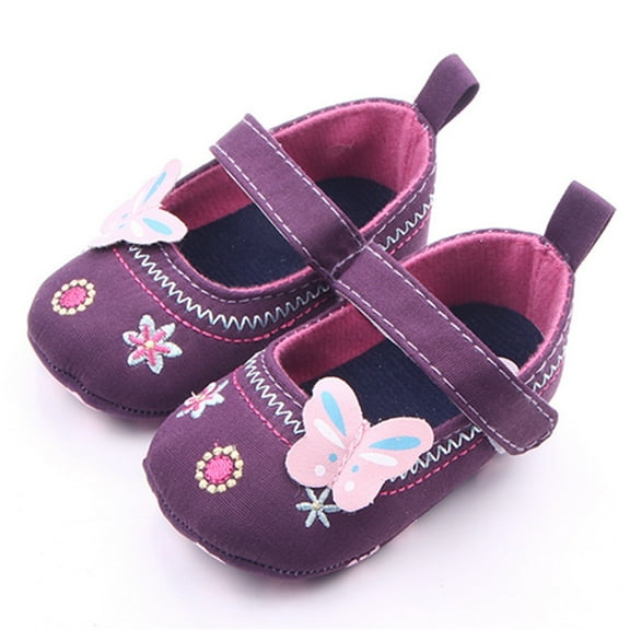 Otqutp Baby Round Toe Shoes Girls Sneakers Baby Cute Bow Embroidered Walking Shoes Flat Shoes Toddler Walking Shoes