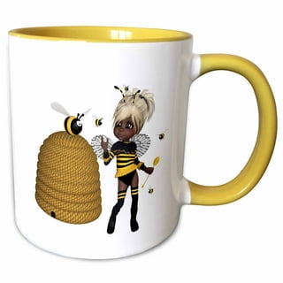 450ML Ceramic Honey Cup With Cover And Spoon Cute Bee Cartoon