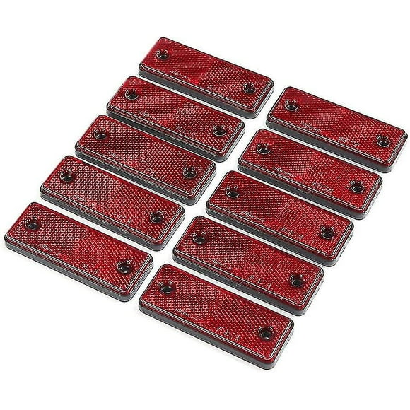 10 X Rectangular Reflectors Screw Mount Rectangular Reflector Trailer Reflectors, Rectangular Reflectors For Rv/trucks/caravans/car/trailer(red)
