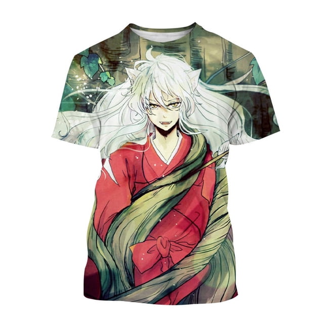 Nueva Camiseta Casual Inuyasha Impresión 3D De Manga Corta De Personalidad De Moda Para Hombres