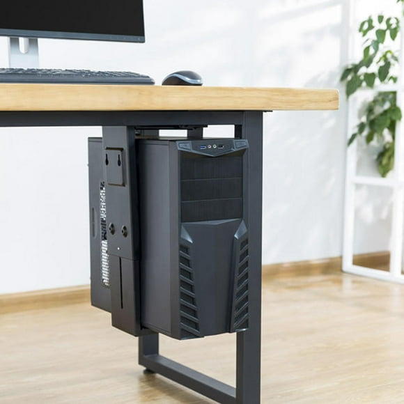 Under Desk Computer PC Case Tower Holder, 360° Swivel Wall PC Case Mount Holder with Height and Width Adjustment