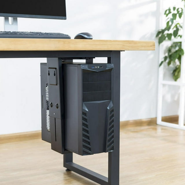 Support Tour pour Boîtier d'Ordinateur sous le Bureau, Support Mural Pivotant à 360° pour Boîtier PC avec Réglage de Hauteur et de Largeur