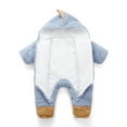 thumbnail image 6 of Baby Boy Girls Winter Warm Rompers Unisex Newborn Fleece Outfits Bodysuits Toddler Baby Boys Girls Color Plush Cute Bear Ears Winter Thick Keep Warm Jumpsuit Romper Blue 12-18 Months, 6 of 7