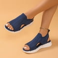 thumbnail image 6 of Sandals For Women 2025 Wedge Heel Open Toe Elastic Ankle Straps Breathable Shoes Summer Casual Hollow Breathable Sport Sandals Dark Blue 41, 6 of 9