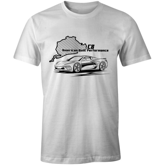 Ink Trendz C8 Corvette Nuremberg Heritage American Performance Racing Cotton T-Shirt (White, Small)