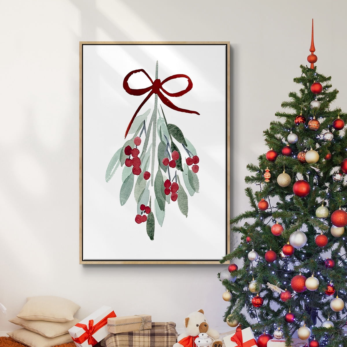 Come Across II - Framed Gallery Wrapped Holiday Canvas - 25 x 37 - Natural Wood Frame