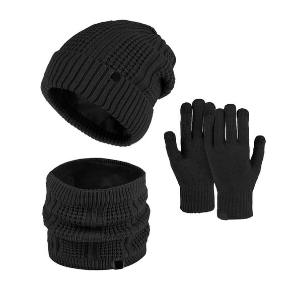 ZSQDM Women or Men Autumn Winter Warm Cute Hat Scarf Gloves Slouchy Three Pieces Winter Snow Knit Cap Screen Mittens Scarves Sets beanies Visor Hats for Women Scarf Hat or Gloves Highlight Cap