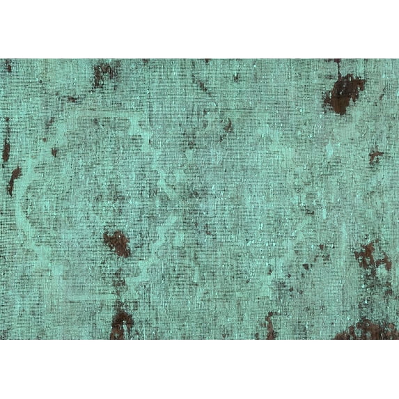 Ahgly Company Machine Washable Indoor Rectangle Patchwork Turquoise Blue Transitional Area Rugs, 8' x 12'