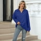 thumbnail image 5 of Camisetas para Mujer, de Larga, con Banda en la Parte Inferior, Informales, de Negocios, con Cuello en V Azul Real M, 5 of 10