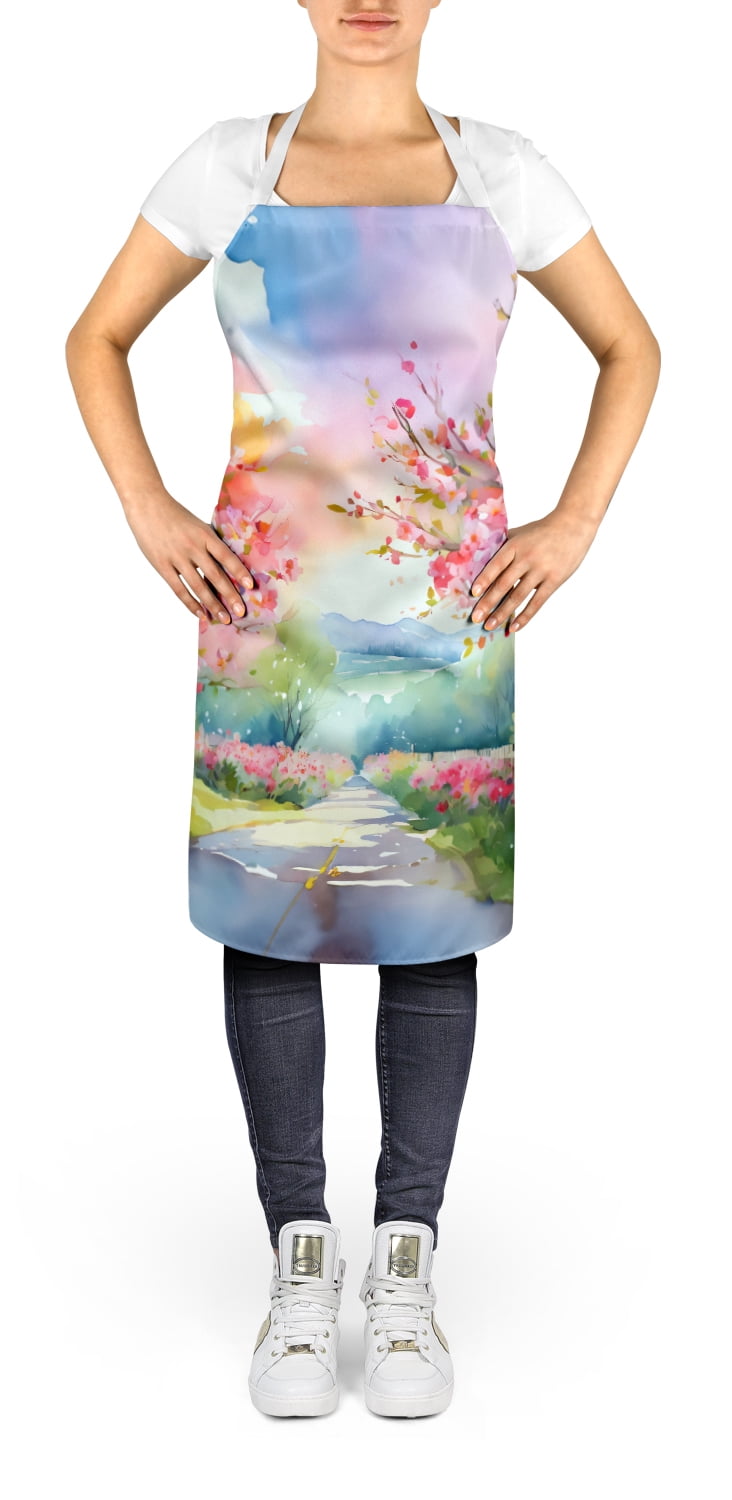 Michigan Apple Blossoms in Watercolor Apron 27 in x 30 in