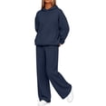 thumbnail image 7 of YFNNUP Womens 2 Piece Lounge Sweatsuit Fall Fashion Matching Sweat Sets Oversized Hoodies & Baggy Jogger Sweatpants Navy,L, 7 of 7
