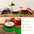 thumbnail image 6 of FREEAMG Saint Patrick Clover Green Plaid Heat Resistant Trivets Potholders 2PCS,Round Cotton Weave Handmade Pot Holder, Non-Slip Hot Mats Kitchen Dining Plate Mat, 6 of 7