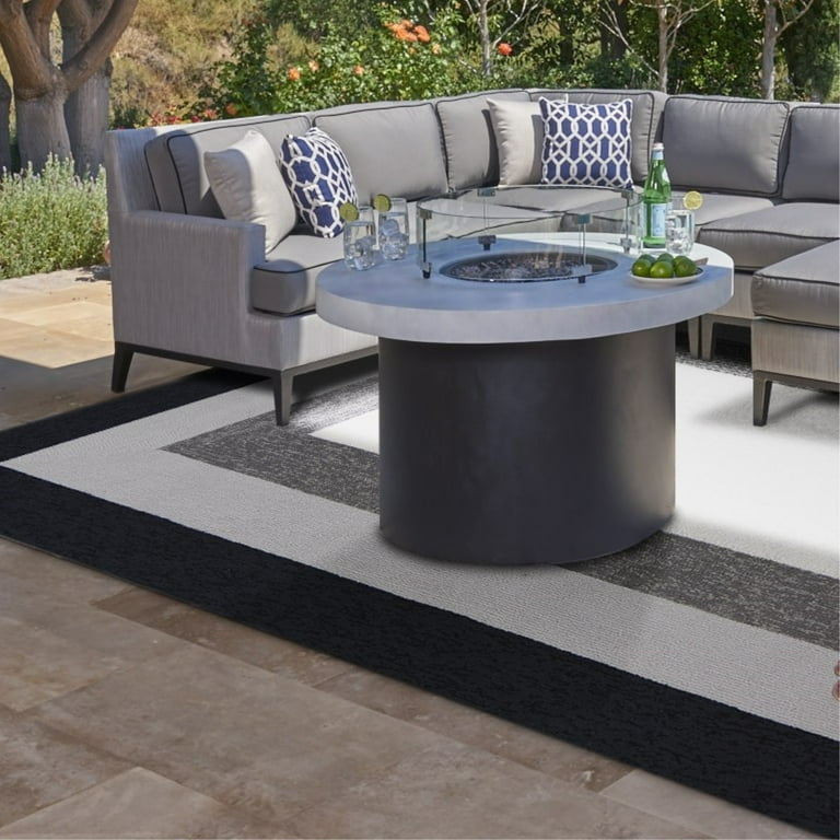 7'X10' Spa Blue Hand Hooked Uv Treated Bordered Indoor Outdoor Area Rug 7'X10' Spa Blue Hand Hooked Uv Treated Bordered Indoor Outdoor Area Rug