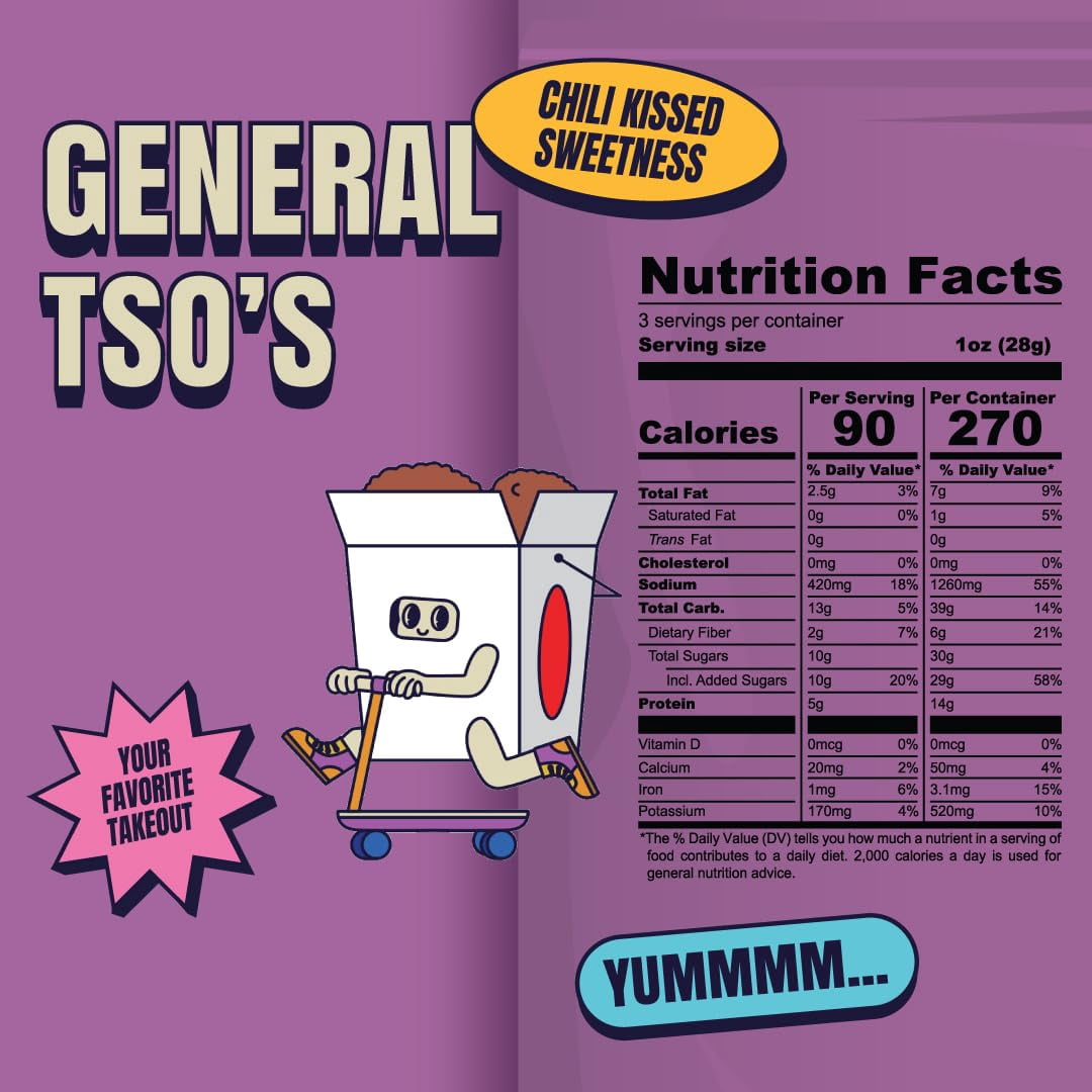 (Pack of 10), Louisville Vegan Jerky General Tso's Soy Jerky, 3 oz