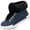 Blue, variant on Ecetana Women's High Tops Sneakers Lace up Leather Sneakers Casual Walking Shoes with Faux Fur Collar