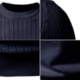 thumbnail image 5 of ZXLBBD Men's T-Shirts Ribbed Short Sleeve Knitted Sweater Solid Color Crew Neck Pullover Top Loose Fit Work Business Casual Summer Tshirt,Navy,M, 5 of 6