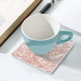 thumbnail image 5 of GZHJMY Square Drink Coasters 2 Pcs Pink Pastel Marble Texture Absorbent Ceramic Coffee Coasters for Drinks with Cork Base Housewarming Gift for Home Decor, 5 of 6