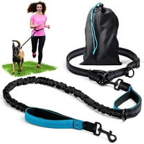 Sparklypets 45-69 inch Reflective Bungee Dog Leash, Blue/Black, 2-in-1 Hands-Free