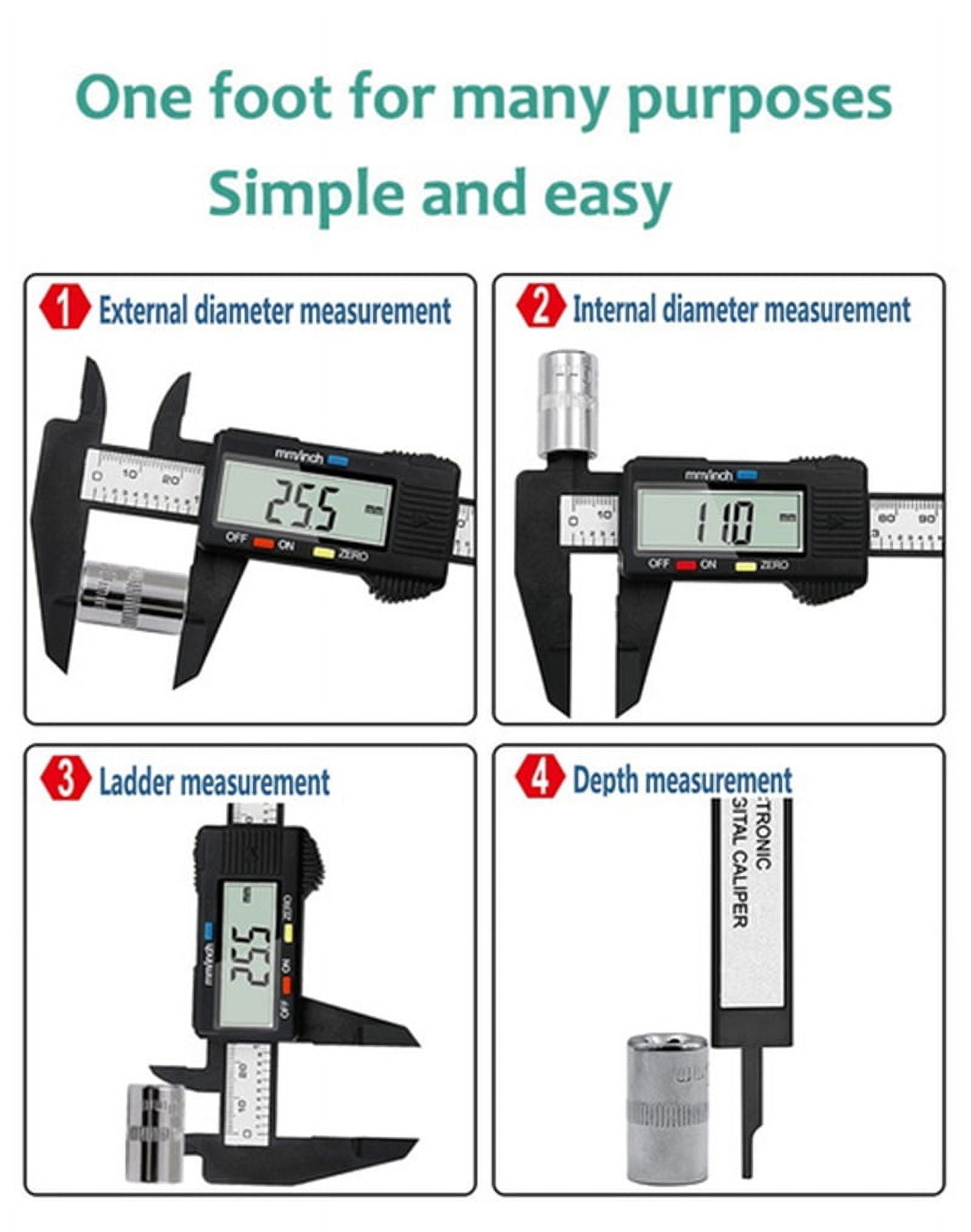Digital Vernier Caliper 100mm 150mm LCD Electronic Carbon Fiber Altimeter Micrometer Measuring Tool Woodworking Tools ,Easy to Operate