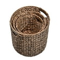 thumbnail image 3 of happimess Avery Bohemian Cottage Hand-Woven Hyacinth Cylinder Nesting Baskets with Handles, Brown (Set of 3), BSK2011B-3SET, 3 of 8