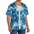 thumbnail image 2 of Yiaed Blue Tie Dye Print Mens Casual Wrinkle Free Shirts Short Sleeve Button Down Summer Stretch Dress Shirt-Small, 2 of 5
