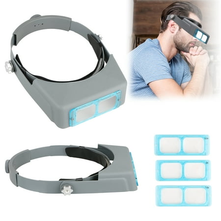 Headband Visor - Headband Magnifier Jewelry Visor Opitcal Glass Binocular Magnifier w/ Lens, 4