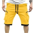 thumbnail image 1 of Cordón Atlético de Color Sólido para Hombre con Bolsillos, Pantalones Cortos Deportivos Casuales Elásticos para Hombres, 1 of 5