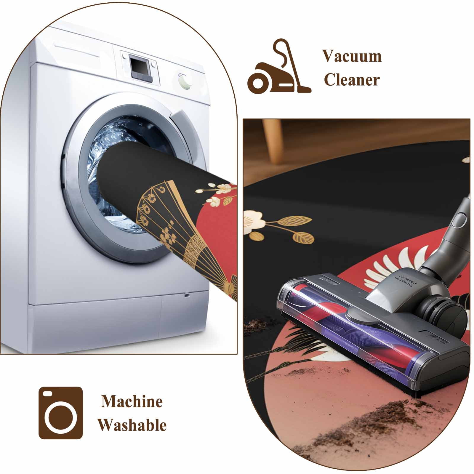 Area Rug 2x6ft Cherry Blossom Crane Carpets Indoor Floor Area Mat Washable Entrance Mat Rugs for Living Room Dining Room Kitchen Bedroom, Paper Fan Japanese Style Sofa Throw Carpet