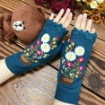 thumbnail image 2 of Elegant Embroidered Potted Little Red Long Thermal Knitted For Winter Warmth Soft Textured Hand Mittens Cozy Fashion, 2 of 4