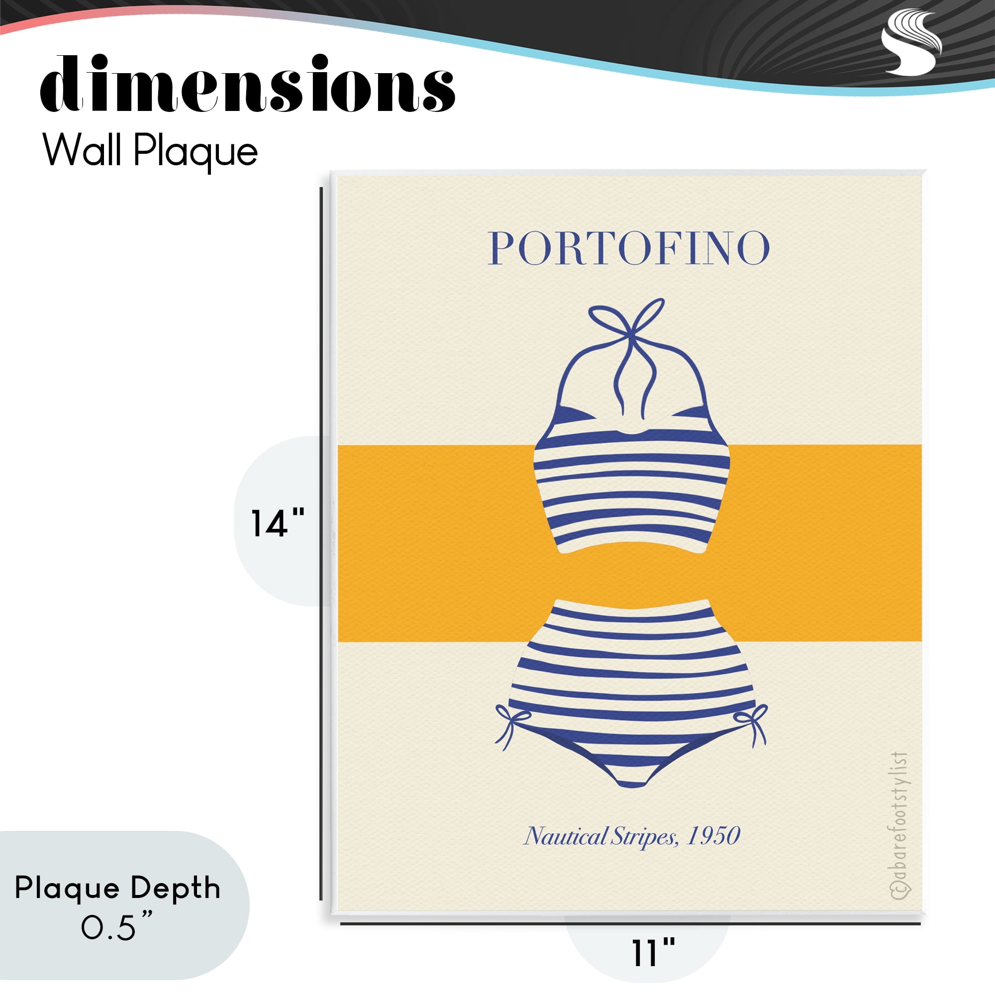 Stupell Industries Portofino Striped Bikini Wall Plaque Art, design by A Barefoot Stylist