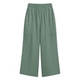 thumbnail image 5 of Amkhujs Capris for Women with Pockets Elastic High Waist Straight Leg Summer Pants Breathable Soft Linen Pants for Beach Wear, 5 of 6