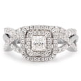 thumbnail image 2 of AFFY 1CT Princess & Round Moissanite Diamond Infinity Double Halo Bridal Ring Set 10K White Gold-9.5, 2 of 7