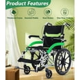 thumbnail image 6 of YEBEI Lightweight Transport Wheelchair Foldable, Double-Brake Design Wheelchair with Self-Propelled for Adults with 20-Inch Large Rear Wheel Support 230Lbs Green, 6 of 10