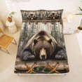 thumbnail image 5 of Manfei Rustic Wooded Pine Queen Sheets,Brown Bear Queen Sheet Sets,Gray Brown,4pcs,1 Flat Sheet, 1 Fitted Sheet and 2 Pillowcases, 5 of 6