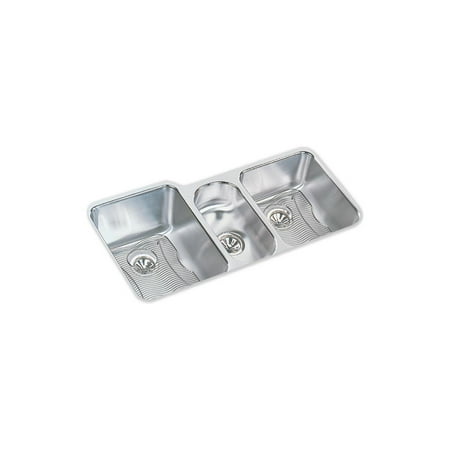 Elkay ELUH4020DBG Elkay Lustertone Stainless Steel 40" x 20-1/2" x 9-7/8", Triple Bowl Undermount Sink Kit