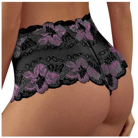 

EHTMSAK Women s Tummy Control Underwear Soft High Waisted Shaping Hi Cut Stretch Lace Body Shaper Briefs Black XL
